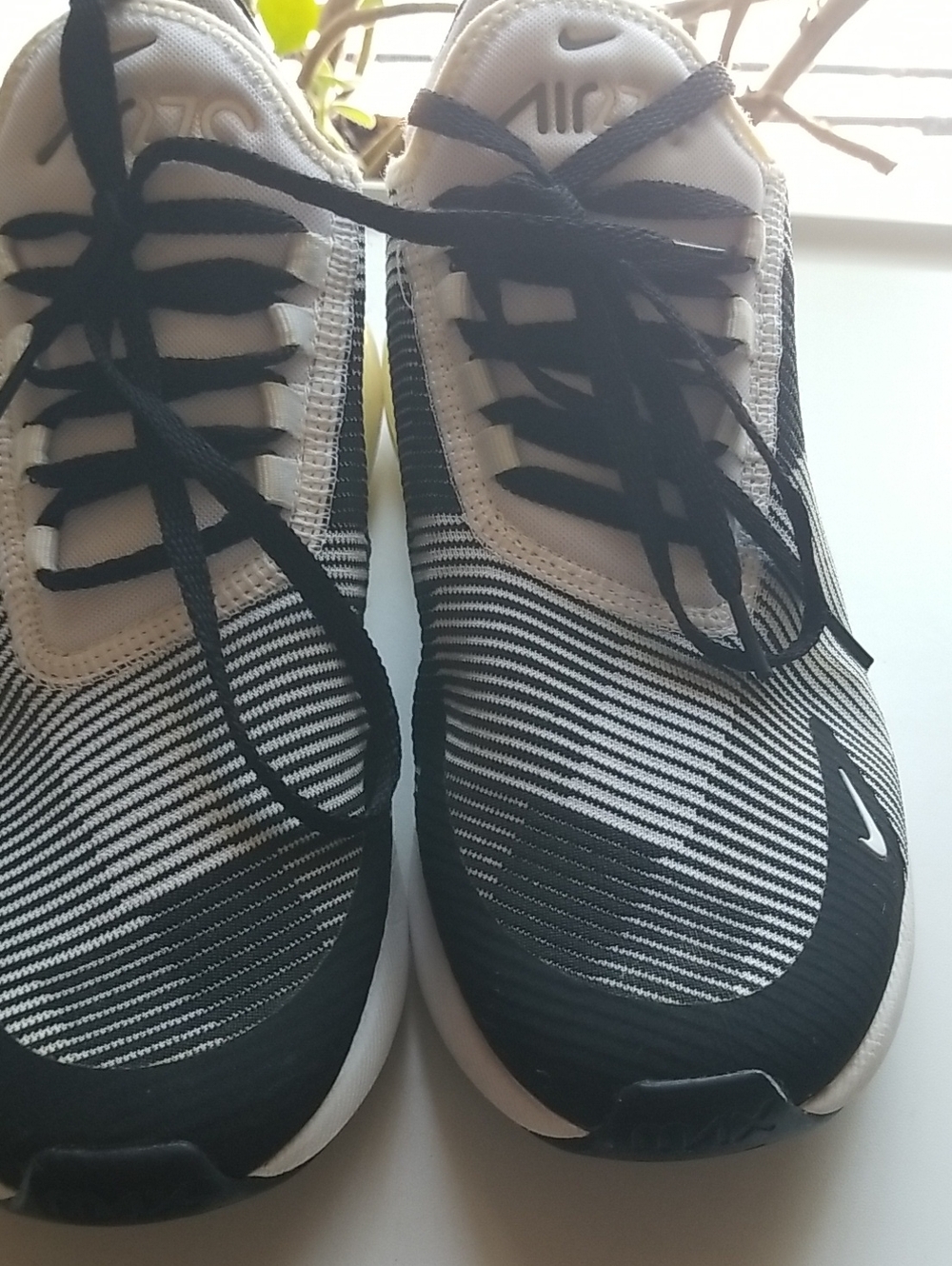 Nike Black and White Striped Running Sneakers